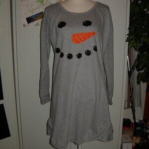 Snowman Long Sleeve T-Shirt Dress M
